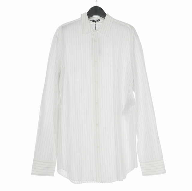 【中古】未使用品 アンドゥムルメステール ANN DEMEULEMEESTER 24AW BENARD STANDARD SHIRTストライプシャツ 長袖 48