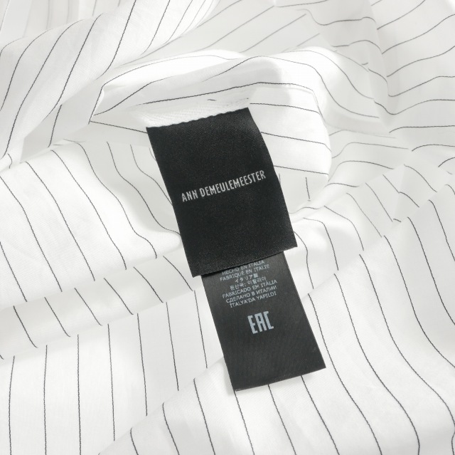 【中古】未使用品 アンドゥムルメステール ANN DEMEULEMEESTER 24AW BENARD STANDARD SHIRTストライプシャツ 長袖 48_4