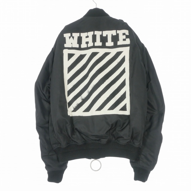 【中古】オフホワイト OFF WHITE 16AW バックプリント ボンバージャケット ブルゾン 長袖 XS ブラック 黒 メンズ