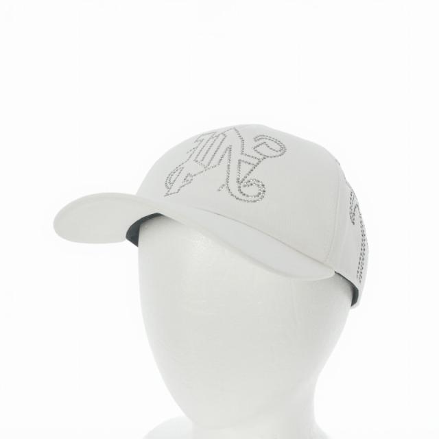 【中古】未使用品 パームエンジェルス 24AW ラインストーン ベースボールキャップ 帽子 O/S オフホワイト 白