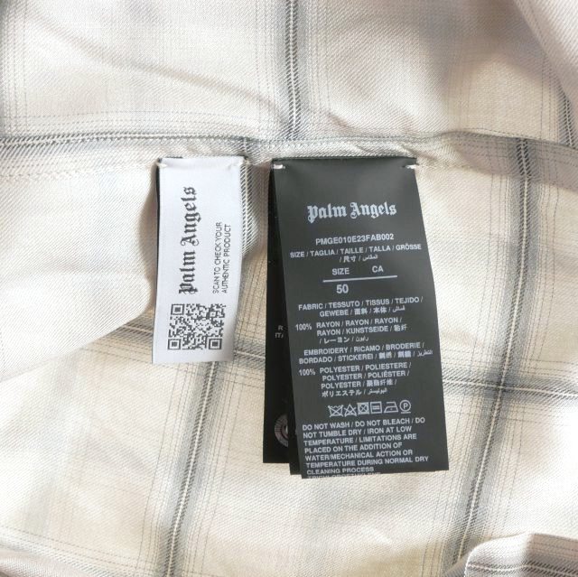 【中古】未使用品 パームエンジェルス PALM ANGELS 23AW Monogram Check Shirt 50 ベージュ/ブラック PMGE010E23FAB0026110 メンズ_4