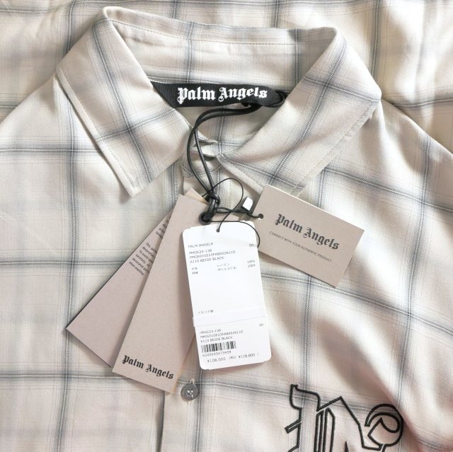 【中古】未使用品 パームエンジェルス PALM ANGELS 23AW Monogram Check Shirt 50 ベージュ/ブラック PMGE010E23FAB0026110 メンズ_5