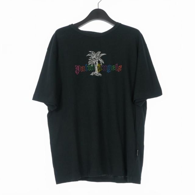 【中古】未使用品 パームエンジェルス PALM ANGELS 23AW LINEN COLLAR T Tシャツ カットソー 半袖 M ブラック 黒