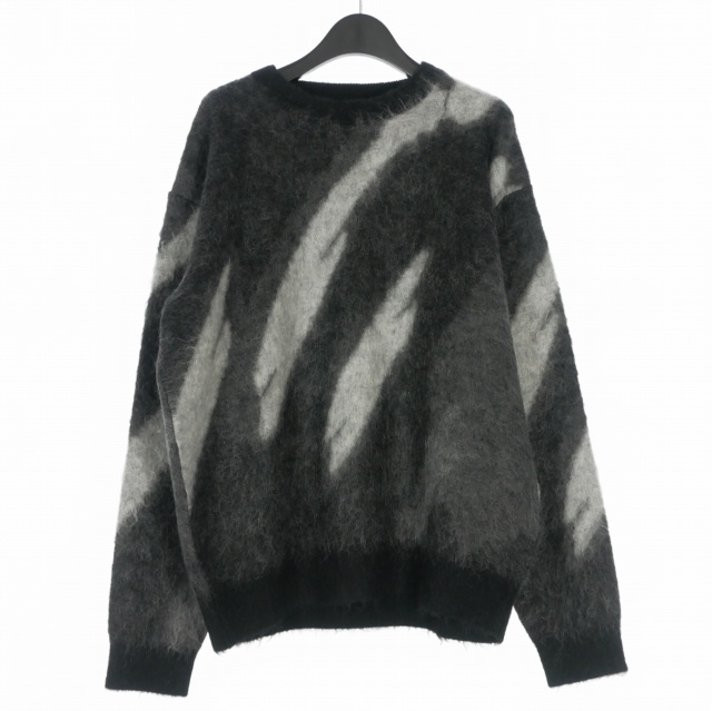 【中古】未使用品 ヨーク YOKE 25AW Kid Mohair Jacquard Sweater ジャガードニット セーター 長袖 2 ブラック 黒
