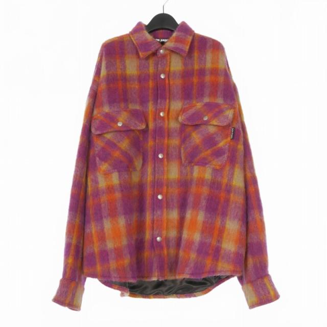 【中古】未使用品 パームエンジェルス PALM ANGELS 23AW BRUSHED WOOL CHECK OVERSHIR チェック シャツジャケット
