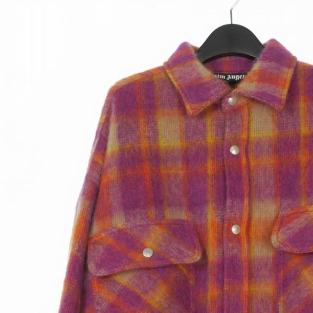 【中古】未使用品 パームエンジェルス PALM ANGELS 23AW BRUSHED WOOL CHECK OVERSHIR チェック シャツジャケット_2