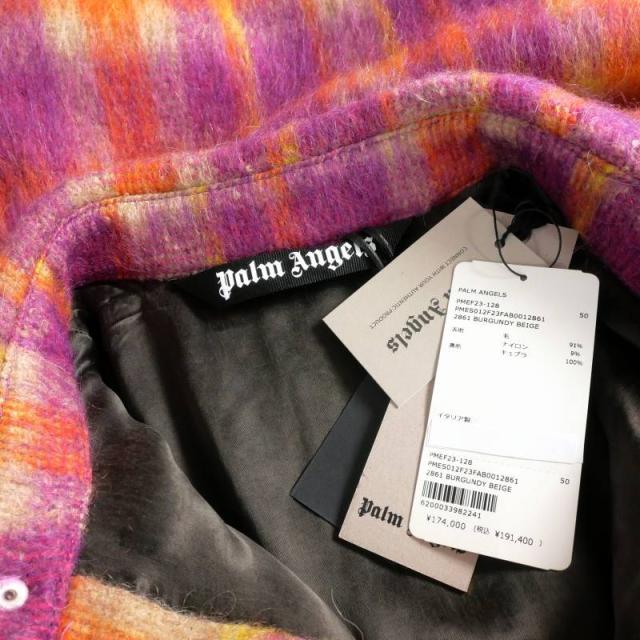 【中古】未使用品 パームエンジェルス PALM ANGELS 23AW BRUSHED WOOL CHECK OVERSHIR チェック シャツジャケット_7