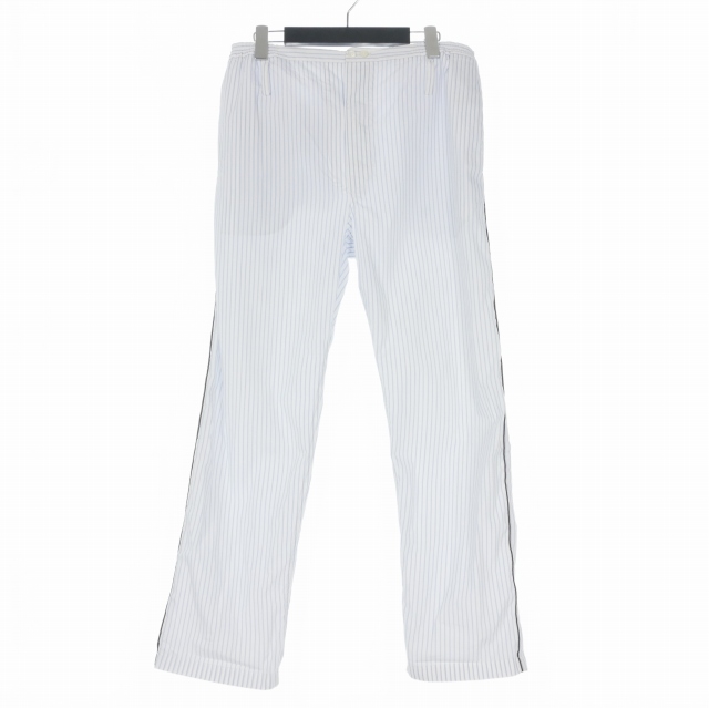 【中古】プラダ PRADA 25SS ストライプ ポプリン パンツ スラックス S ホワイト/ブルー SPH492 国内正規 メンズ