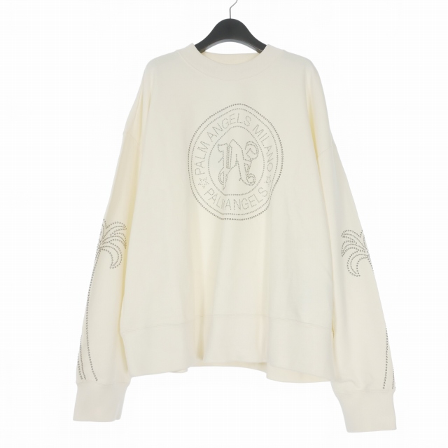 【中古】未使用品 パームエンジェルス PALM ANGELS 24SS MILANO STUD CREW クルーネックスウェット トレーナー 長袖 L