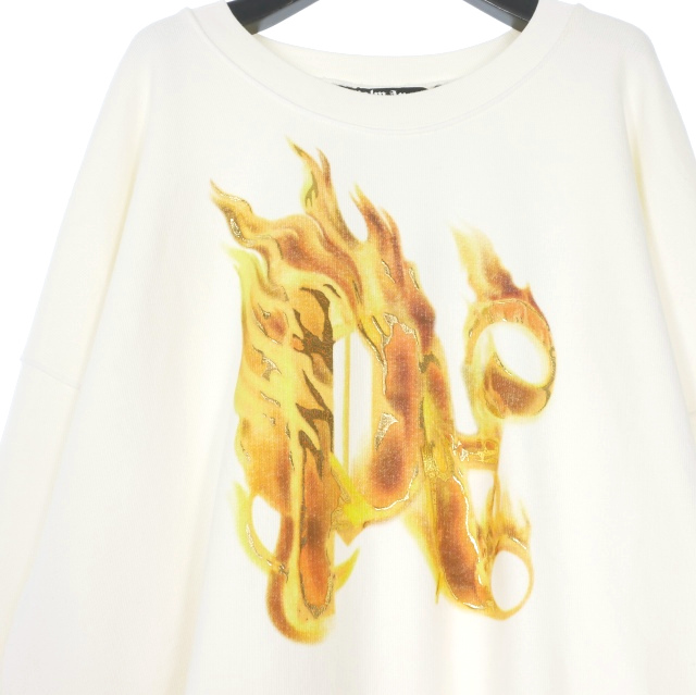 【中古】未使用品 パームエンジェルス PALM ANGELS 24SS BURNING MONOGRAM CREWNECK スウェット トレーナー_2