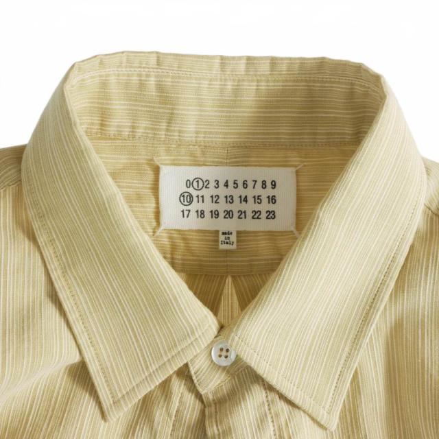 【中古】メゾンマルジェラ Maison Margiela 23SS シアサッカー コットン シャツ ストライプ 長袖 42 ベージュ_5