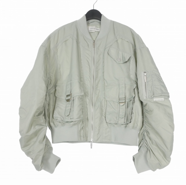 【中古】フェンチェンワン Feng Chen Wang 25SS ナイロンボンバージャケット ブルゾン S グリーン FUS19JK04G メンズ