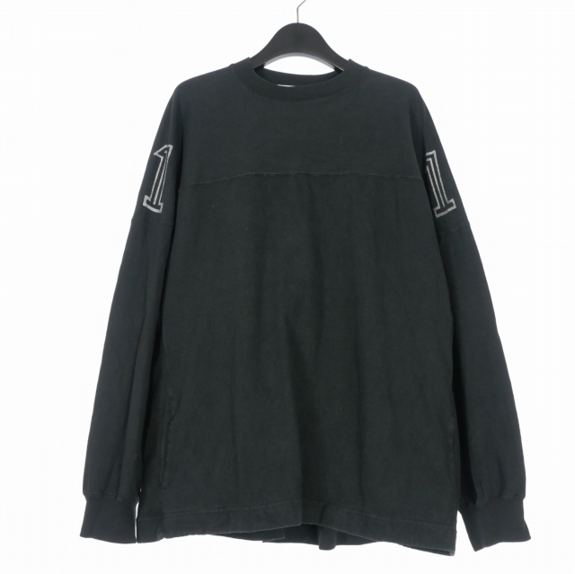 【中古】レミレリーフ REMI RELIEF 8/-天竺フットボール ロング Tシャツ カットソー 長袖 M ブラック 黒 メンズ