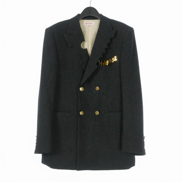 【中古】エムエーエスユー MASU 22AW NIBBLED BLAZER ダブルテーラードジャケット ブレザー ヘリンボーン 長袖 46