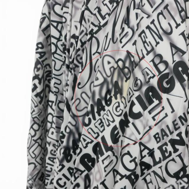 【中古】バレンシアガ BALENCIAGA アシンメトリー プリーツスカート 総柄 36 ホワイト/ブラック 529757 国内正規_6