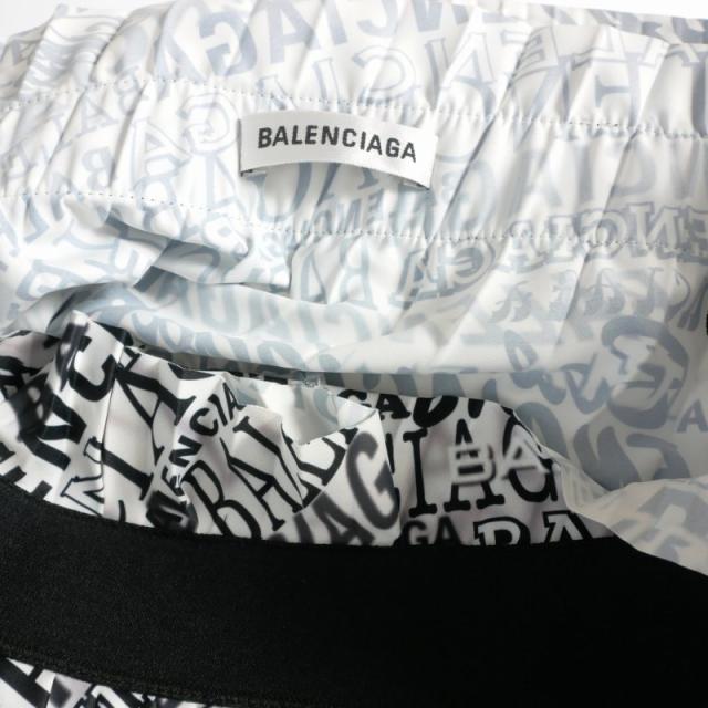 【中古】バレンシアガ BALENCIAGA アシンメトリー プリーツスカート 総柄 36 ホワイト/ブラック 529757 国内正規_7