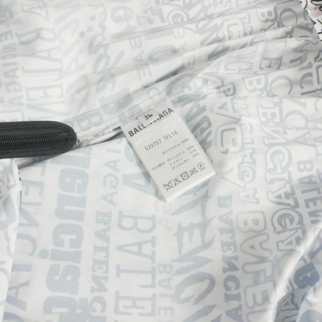 【中古】バレンシアガ BALENCIAGA アシンメトリー プリーツスカート 総柄 36 ホワイト/ブラック 529757 国内正規_8