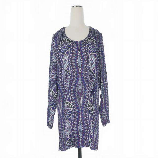 【中古】エミリオプッチ EMILIO PUCCI シルクワンピース ドレス プッチ柄 38 パープル 紫 36RM46 国内正規 レディース