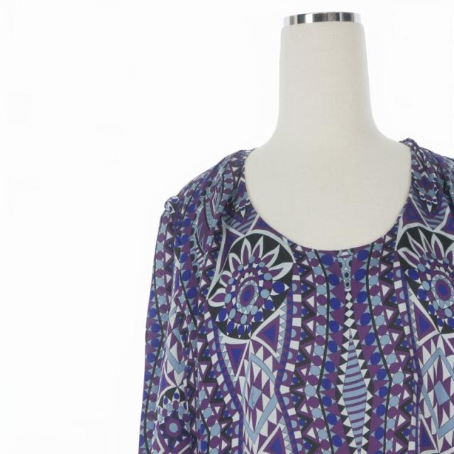 【中古】エミリオプッチ EMILIO PUCCI シルクワンピース ドレス プッチ柄 38 パープル 紫 36RM46 国内正規 レディース_2