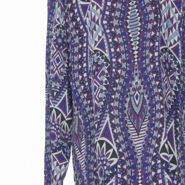 【中古】エミリオプッチ EMILIO PUCCI シルクワンピース ドレス プッチ柄 38 パープル 紫 36RM46 国内正規 レディース_3