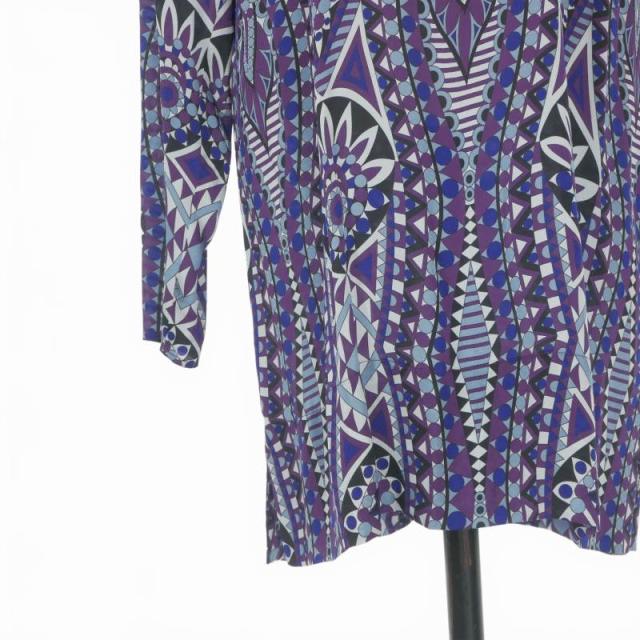 【中古】エミリオプッチ EMILIO PUCCI シルクワンピース ドレス プッチ柄 38 パープル 紫 36RM46 国内正規 レディース_4
