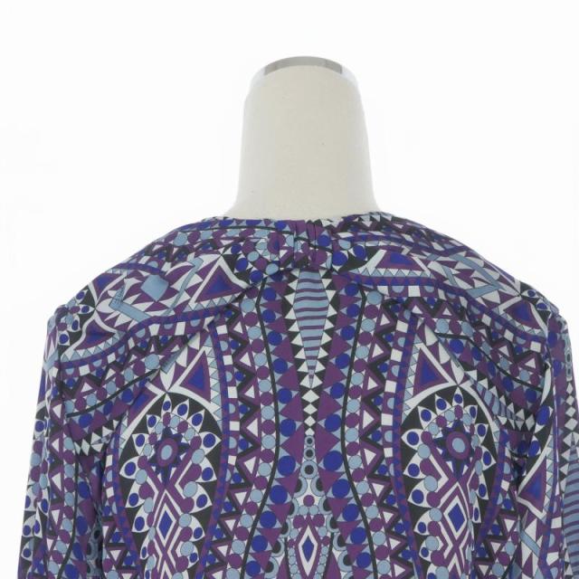 【中古】エミリオプッチ EMILIO PUCCI シルクワンピース ドレス プッチ柄 38 パープル 紫 36RM46 国内正規 レディース_5