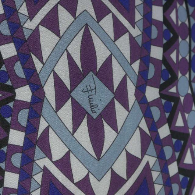【中古】エミリオプッチ EMILIO PUCCI シルクワンピース ドレス プッチ柄 38 パープル 紫 36RM46 国内正規 レディース_6