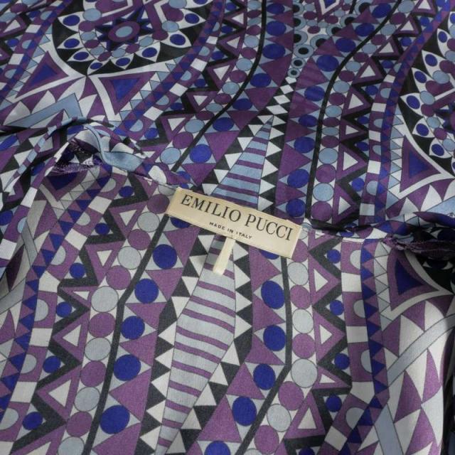 【中古】エミリオプッチ EMILIO PUCCI シルクワンピース ドレス プッチ柄 38 パープル 紫 36RM46 国内正規 レディース_7