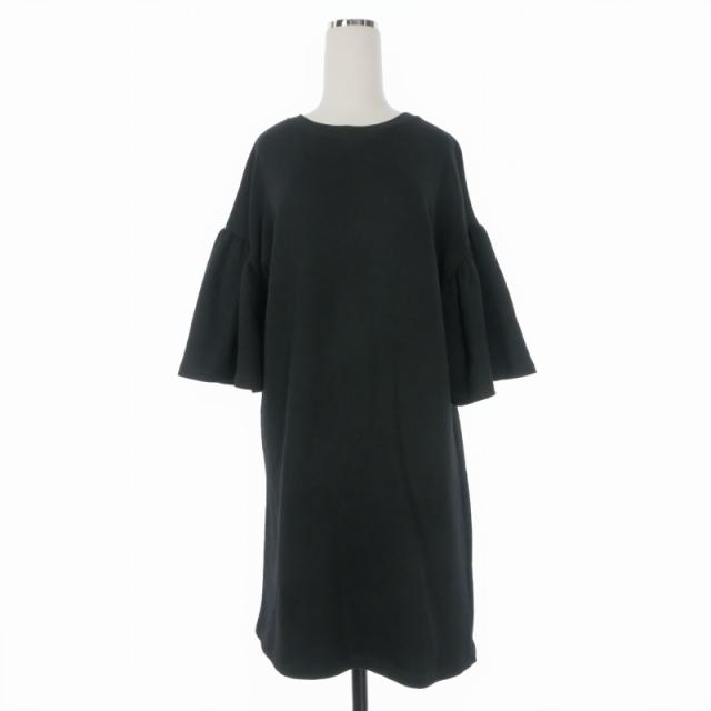 【中古】エムエムシックス メゾンマルジェラ 16SS スウェットワンピース ドレス 半袖 S ブラック S32CT0763 国内正規
