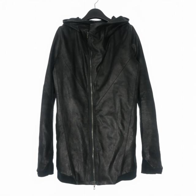 【中古】ユリウス 15SS シームドフーデットブルゾン ライダースジャケット ゴートヌバック 長袖 1 ブラック 497BLM23