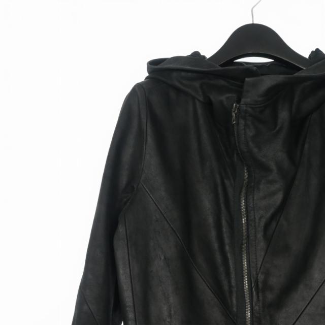 【中古】ユリウス 15SS シームドフーデットブルゾン ライダースジャケット ゴートヌバック 長袖 1 ブラック 497BLM23_2