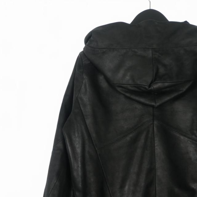 【中古】ユリウス 15SS シームドフーデットブルゾン ライダースジャケット ゴートヌバック 長袖 1 ブラック 497BLM23_4