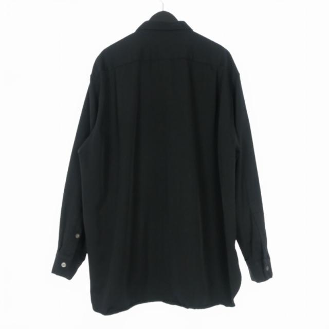 【中古】ブランワイエム Blanc YM 24AW Wool Gabardine Wide Shirt ウール ワイドシャツ 長袖 M ブラック BL-24A-WGWS_1