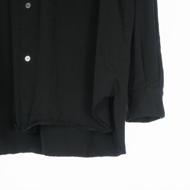 【中古】ブランワイエム Blanc YM 24AW Wool Gabardine Wide Shirt ウール ワイドシャツ 長袖 M ブラック BL-24A-WGWS_3