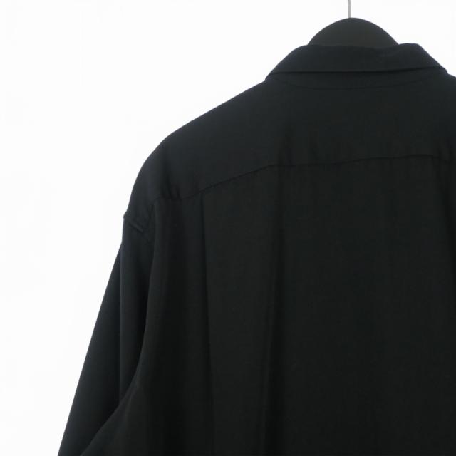 【中古】ブランワイエム Blanc YM 24AW Wool Gabardine Wide Shirt ウール ワイドシャツ 長袖 M ブラック BL-24A-WGWS_4