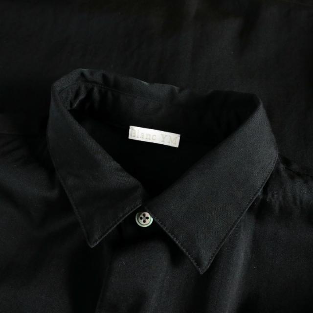 【中古】ブランワイエム Blanc YM 24AW Wool Gabardine Wide Shirt ウール ワイドシャツ 長袖 M ブラック BL-24A-WGWS_6