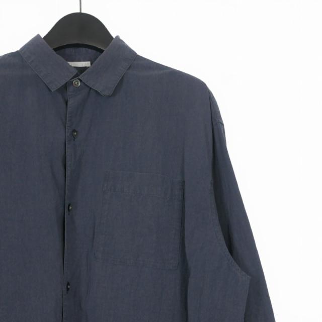 【中古】ブランワイエム Blanc YM COTTON NYLON WIDE SHIRT コットンナイロン ワイドシャツ 長袖 S ネイビー 紺_2