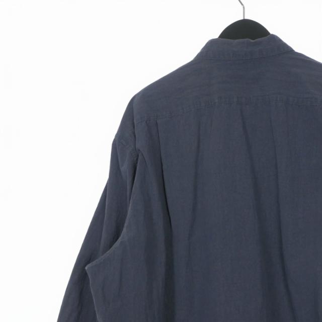 【中古】ブランワイエム Blanc YM COTTON NYLON WIDE SHIRT コットンナイロン ワイドシャツ 長袖 S ネイビー 紺_4