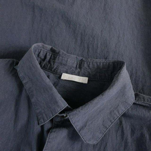 【中古】ブランワイエム Blanc YM COTTON NYLON WIDE SHIRT コットンナイロン ワイドシャツ 長袖 S ネイビー 紺_6