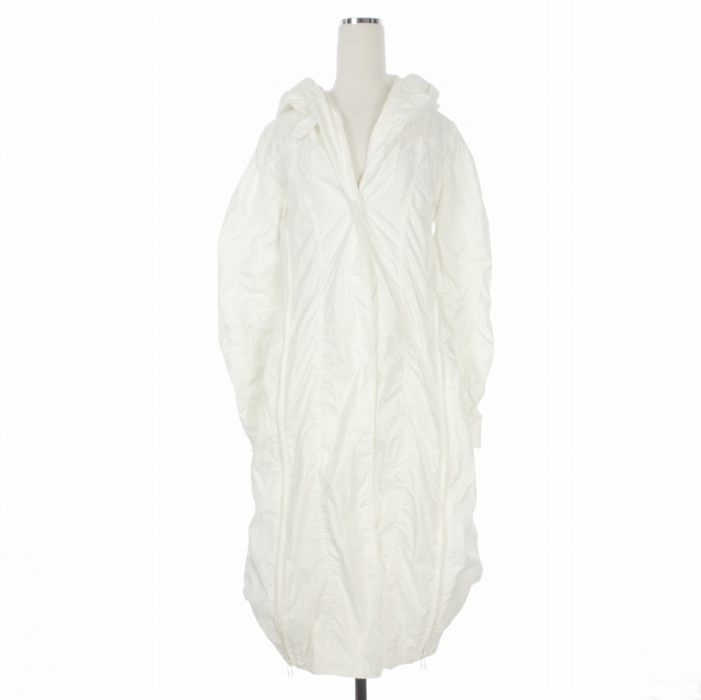 【中古】イッセイミヤケ ISSEY MIYAKE 02SS ロング ジップナイロンコート ジャケット 3 ホワイト 白 IM21FA001