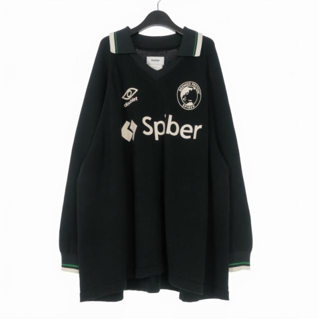 【中古】未使用品 ダブレット doublet 25SS TEAM SPIBER FOOTBALL KNITWEAR ニット セーター 長袖 ONE ブラック 黒