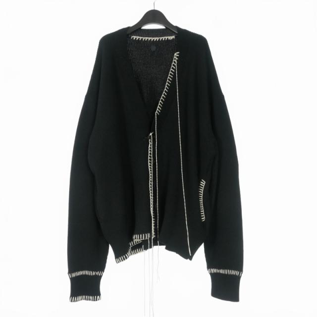 【中古】未使用品 オーユーエーティー OUAT OFFICE CARDIGAN ニットカーディガン セーター ステッチ 長袖 3 ブラック