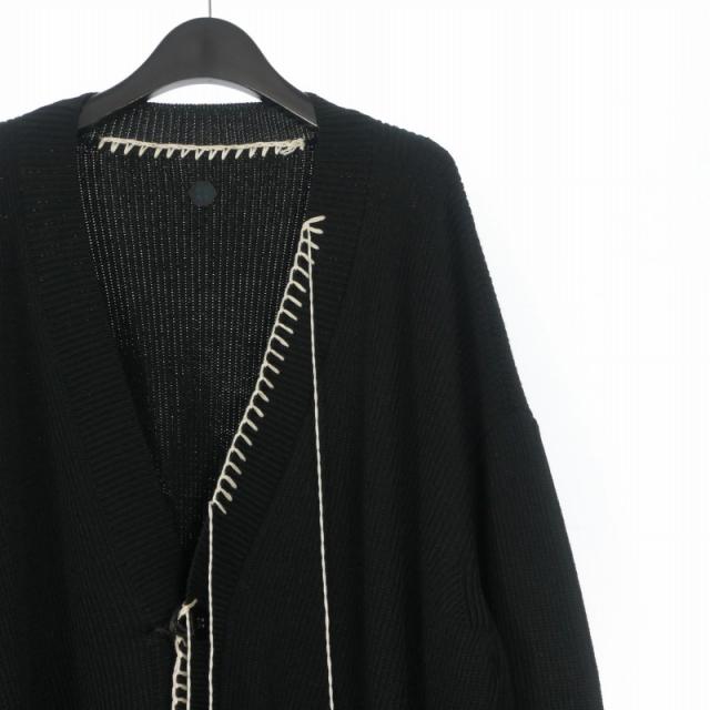 【中古】未使用品 オーユーエーティー OUAT OFFICE CARDIGAN ニットカーディガン セーター ステッチ 長袖 3 ブラック_2