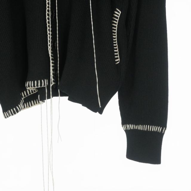 【中古】未使用品 オーユーエーティー OUAT OFFICE CARDIGAN ニットカーディガン セーター ステッチ 長袖 3 ブラック_3