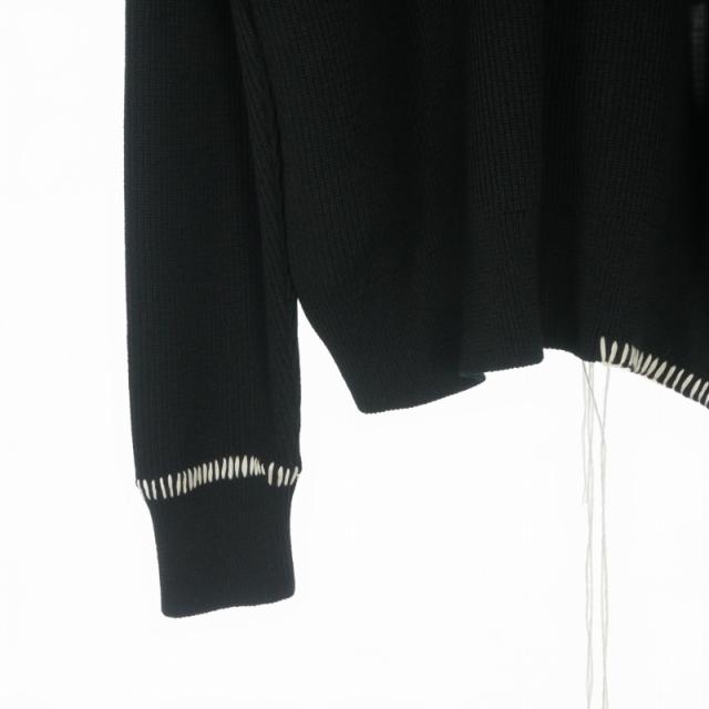 【中古】未使用品 オーユーエーティー OUAT OFFICE CARDIGAN ニットカーディガン セーター ステッチ 長袖 3 ブラック_6
