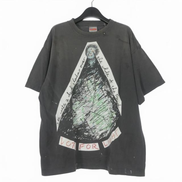 【中古】未使用品 セントマイケル SAINTMICHAEL 26SS JR_SS T-SHIRT VOTE F LIGHT グラフィックプリントTシャツ XL ブラック