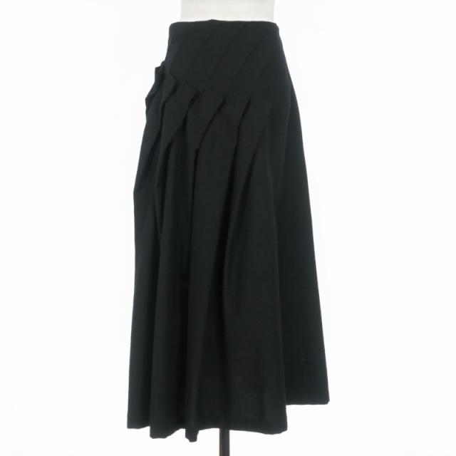 少量生産 tricot COMME des GARCONS 黒フレアロングスカート リボン