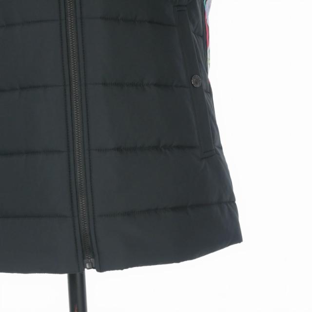 【中古】レオナール LEONARD SPORT 中綿ベスト ジャケット フーデッド 花柄 切替 40 ブラック 黒 0521283 レディース_4