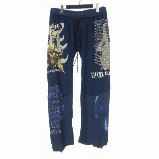 【中古】ロインアルミス LOIN ARMIS 1OF1 DRAW CORD FLARE ROUGH TEE PANTS 再構築 フレア イージーパンツ 0 ネイビー 紺 メンズ