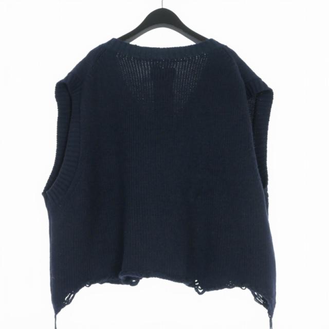【中古】ダブレット doublet 18AW OVWRSIZED BROKEN VEST ウール ニットベスト セーター F ネイビー 紺 18AW35KN20